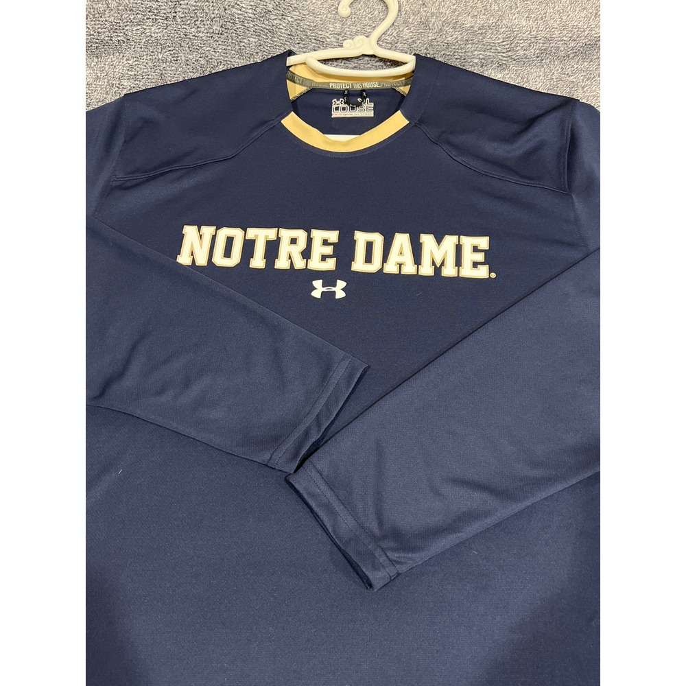 Under Armour Notre Dame Fighting Irish HeatGear LS Shirt Navy Blue Mens XL